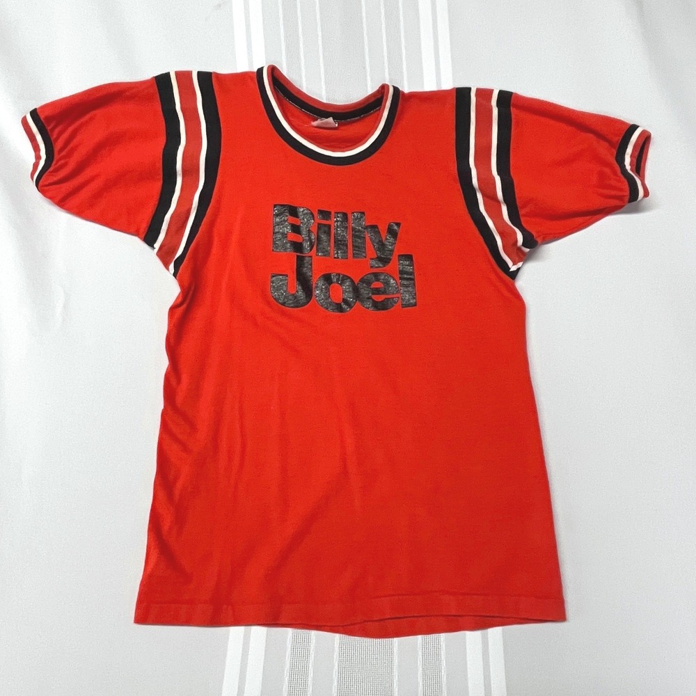 Vintage Billy Joel H Wolf Sons Red Ringer T-Shirt Columbia Sound Engineer Mens M